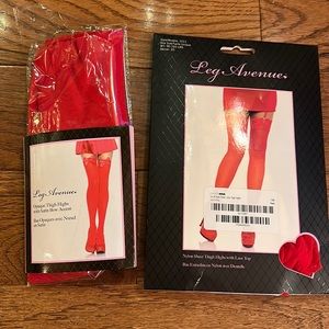 ❤️ 2 Pairs of Red Nylon Thigh High Tights ❤️